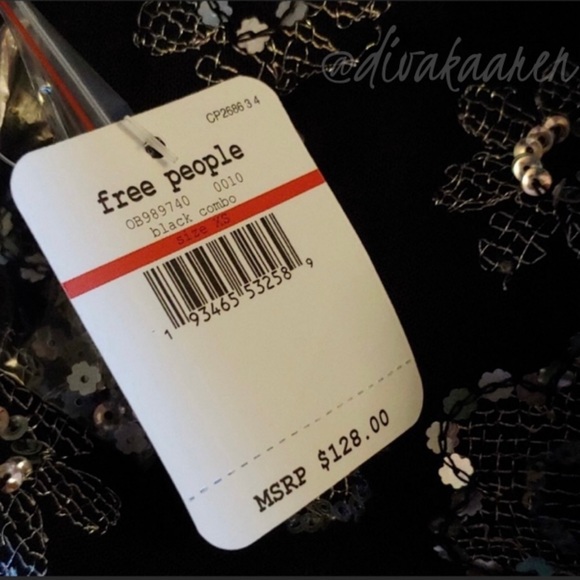 FREE PEOPLE NWT AZEALA Embellished Slip Dress Black/Silver Med, Large - Picture 8 of 9